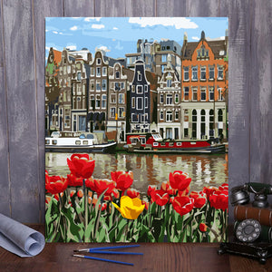 VIVA™ DIY Painting By Numbers - Charming tulips (16"x20" / 40x50cm)