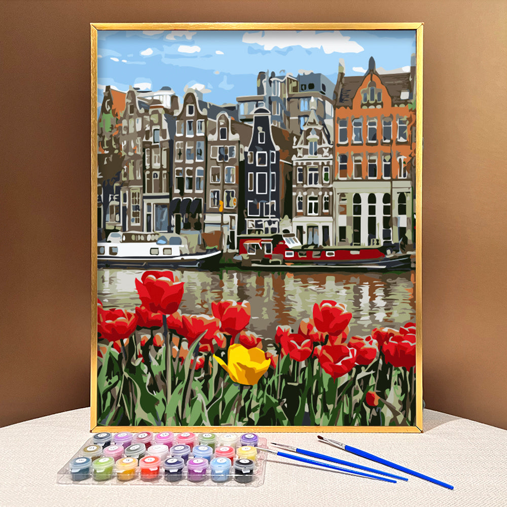 VIVA™ DIY Painting By Numbers - Charming tulips (16"x20" / 40x50cm)