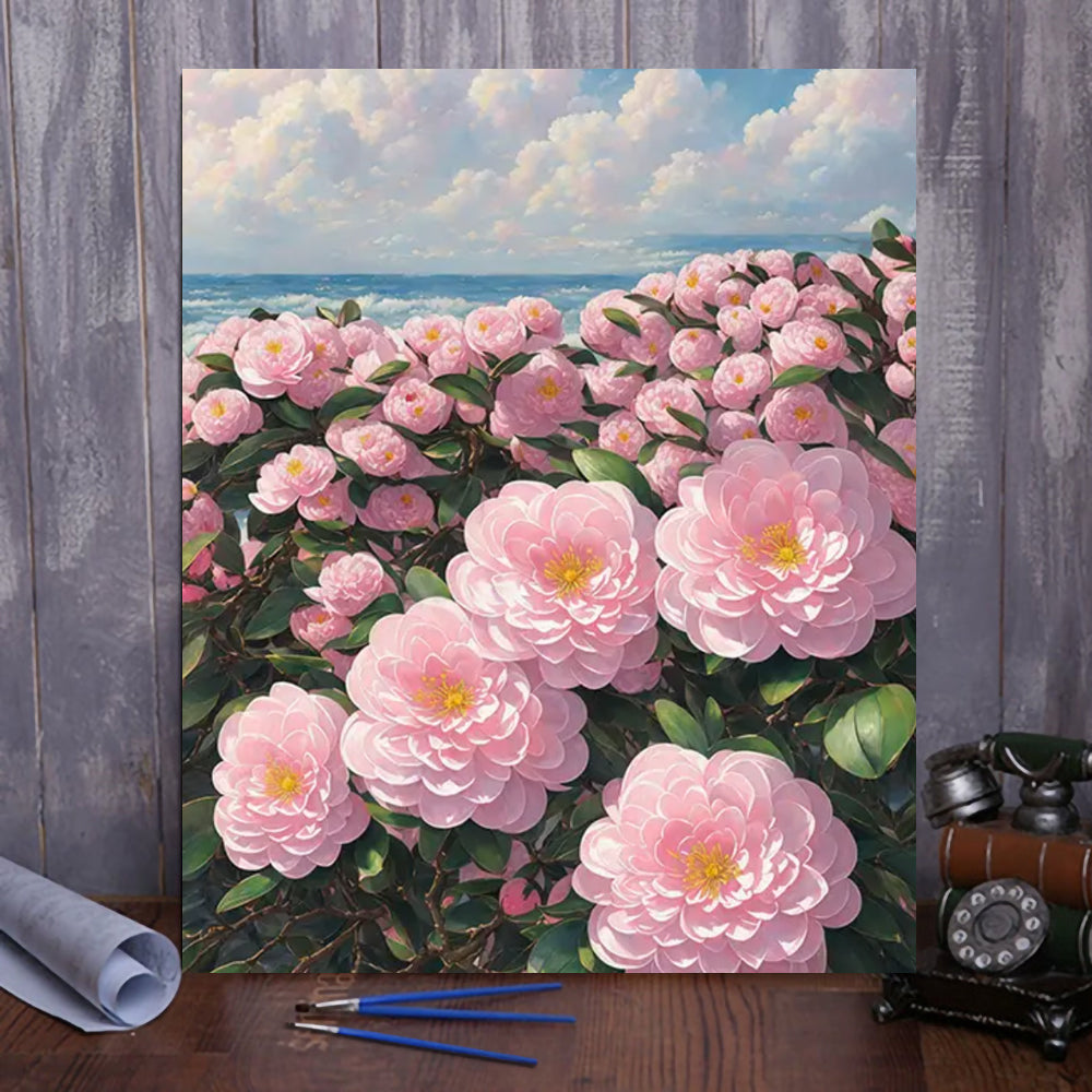 VIVA™ DIY Painting By Numbers - Camellia by the Sea-A (16"x20" / 40x50cm)