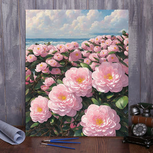 VIVA™ DIY Painting By Numbers - Camellia by the Sea-A (16"x20" / 40x50cm)