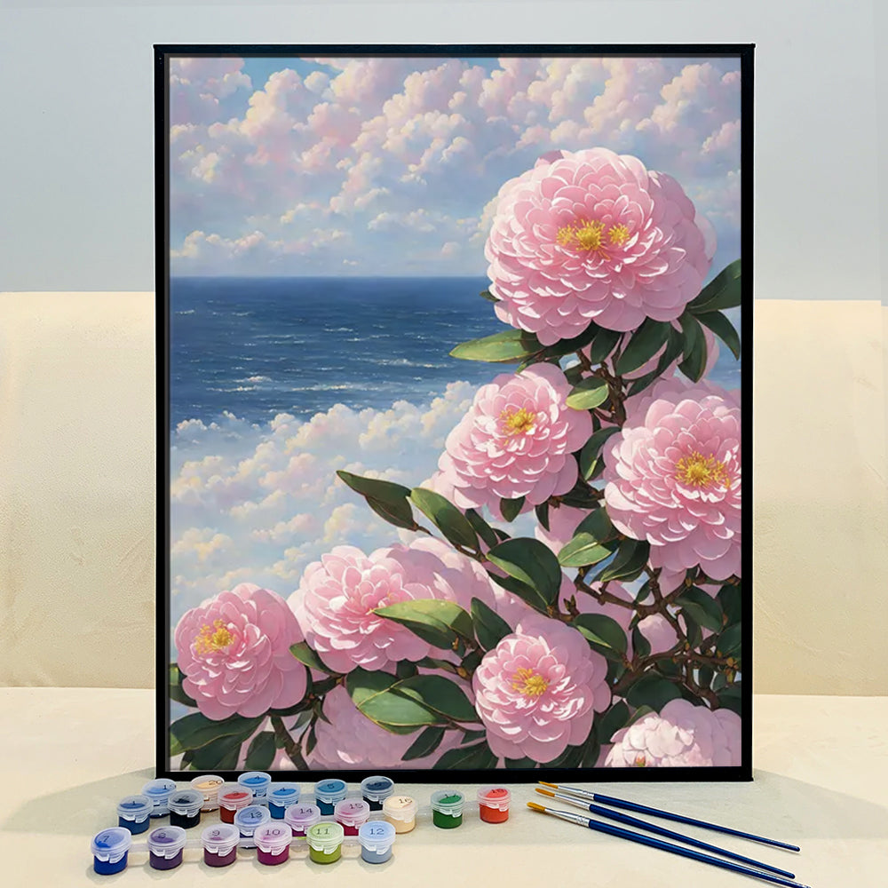 VIVA™ DIY Painting By Numbers - Camellia by the Sea-C (16"x20" / 40x50cm)