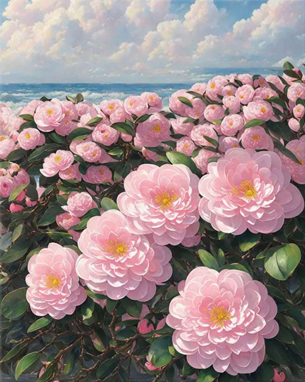 VIVA™ DIY Painting By Numbers - Camellia by the Sea-A (16"x20" / 40x50cm)