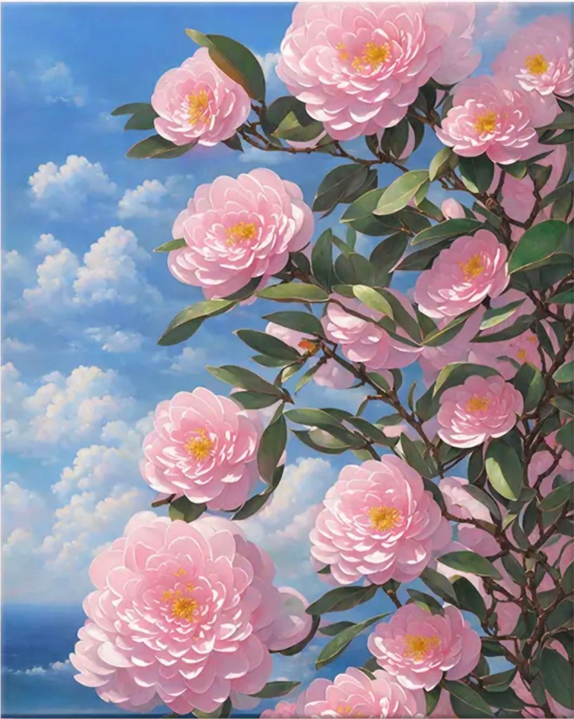 VIVA™ DIY Painting By Numbers - Camellia by the Sea-B (16"x20" / 40x50cm)