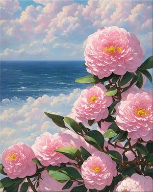 VIVA™ DIY Painting By Numbers - Camellia by the Sea-C (16"x20" / 40x50cm)