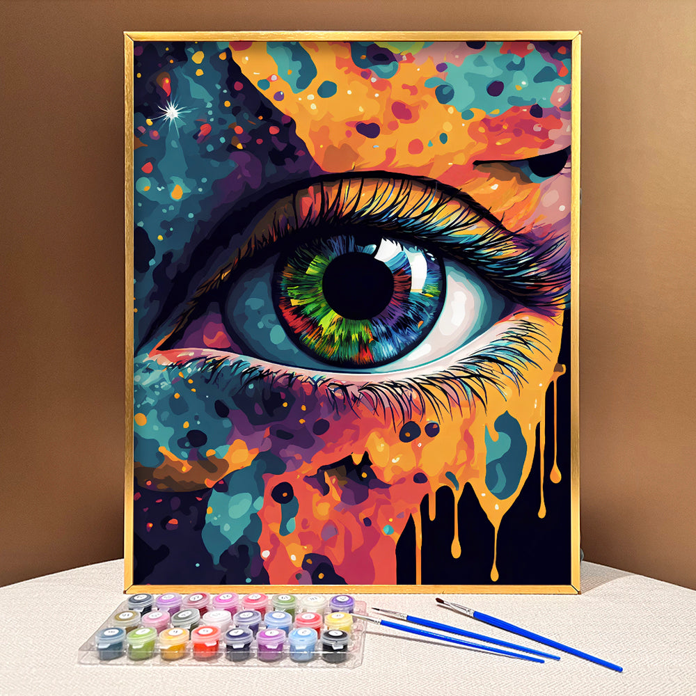 Unwind and De-stress with VIVA™ DIY Painting By Numbers (EXCLUSIVE) - Mystical Colorful Eye (16"x20"/40x50cm)