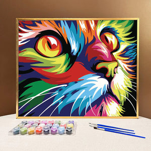 Unleash Vibrant Colors and Relaxation through Creativity with VIVA™ DIY Painting By Numbers - Cattique (16"x20" / 40x50cm)