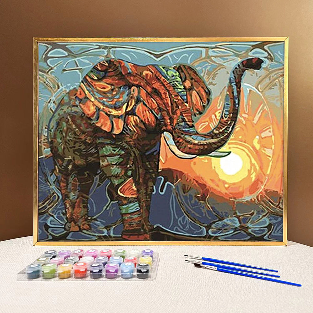 Discover the Tranquility of the Jungle with VIVA™ DIY Painting By Numbers - Herdbound (16"x20" / 40x50cm) Featuring a Majestic Elephant