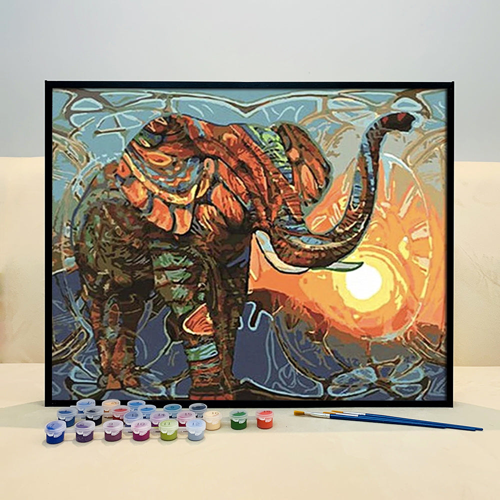 Discover the Tranquility of the Jungle with VIVA™ DIY Painting By Numbers - Herdbound (16"x20" / 40x50cm) Featuring a Majestic Elephant