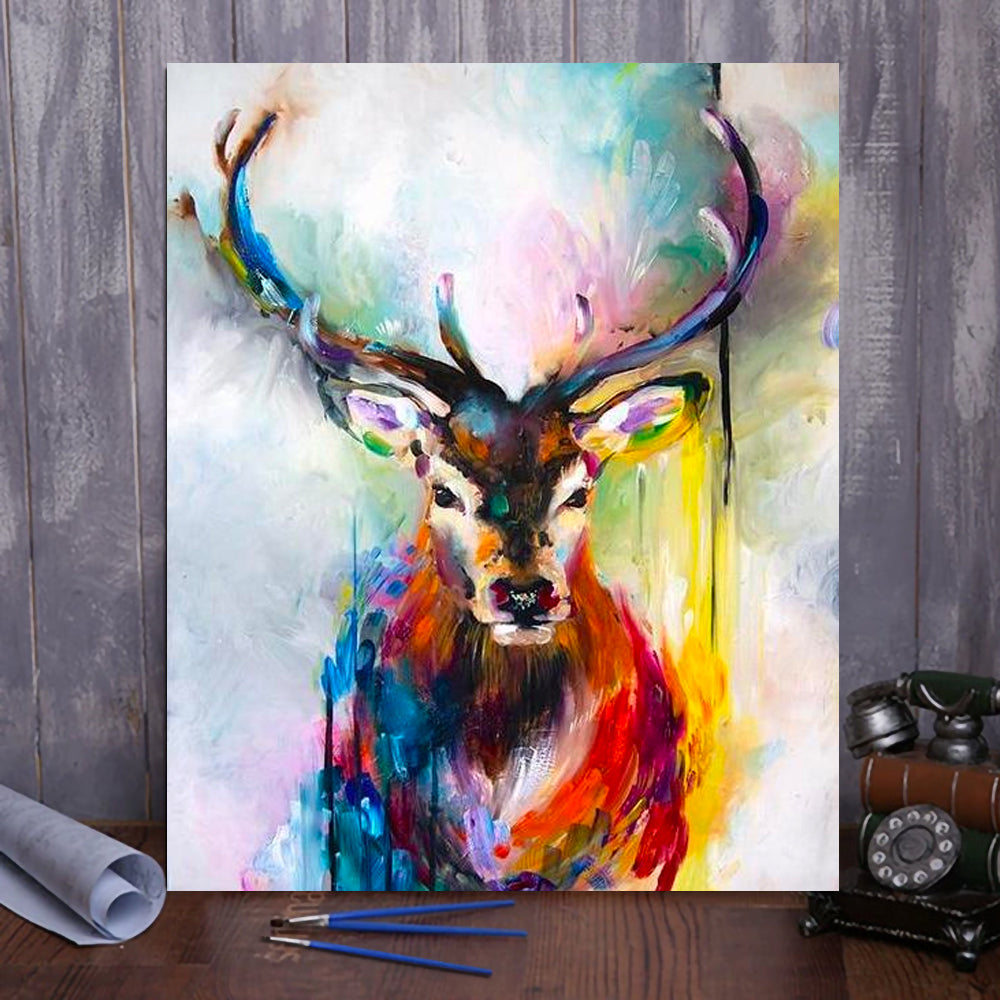 Embark on a Journey of Inner Peace with VIVA™ DIY Painting By Numbers - Abstract Deer (16"x20" / 40x50cm), A Harmonious and Soothing Art Experience.