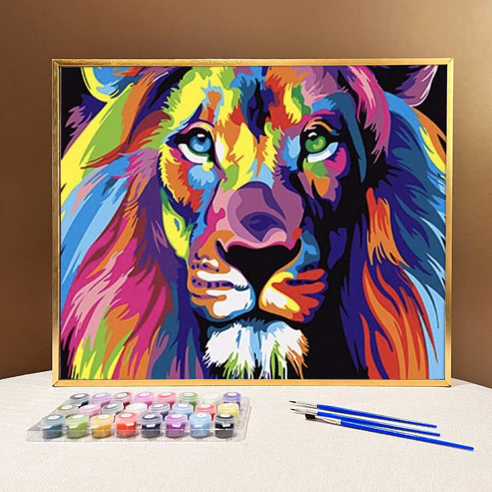 Unleash Your Inner Strength with VIVA™ DIY Painting By Numbers - Colorful Lion (16"x20" / 40x50cm), A Majestic and Empowering Art Experience