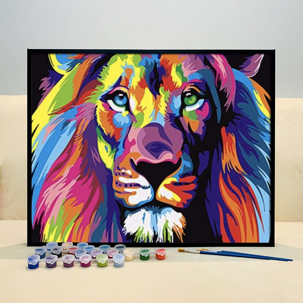 Unleash Your Inner Strength with VIVA™ DIY Painting By Numbers - Colorful Lion (16"x20" / 40x50cm), A Majestic and Empowering Art Experience