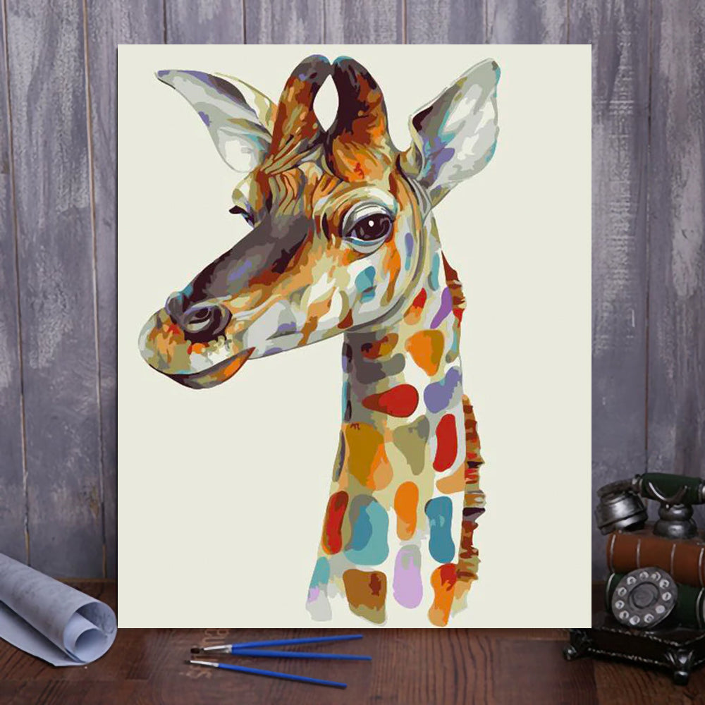 Elevate Your Mood with VIVA™ DIY Painting By Numbers - Giraffe (16"x20" / 40x50cm), a Nostalgic and Uplifting Art Experience.