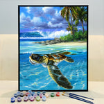 Dive into the Ocean's Wonders with VIVA™ DIY Painting By Numbers - Sea Turtle (16"x20" / 40x50cm), A Soothing and Inspiring Art Journey