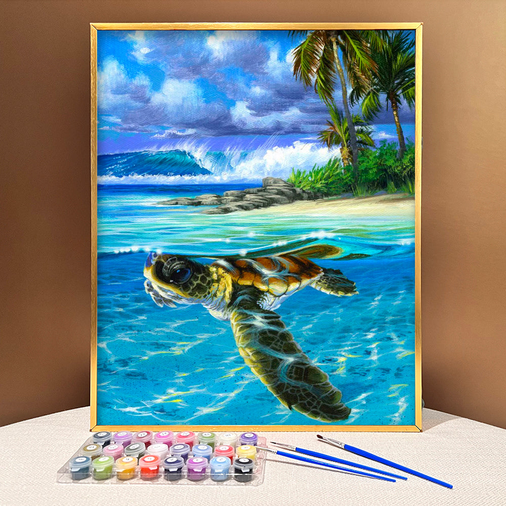 Dive into the Ocean's Wonders with VIVA™ DIY Painting By Numbers - Sea Turtle (16"x20" / 40x50cm), A Soothing and Inspiring Art Journey