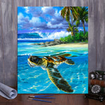 Dive into the Ocean's Wonders with VIVA™ DIY Painting By Numbers - Sea Turtle (16"x20" / 40x50cm), A Soothing and Inspiring Art Journey