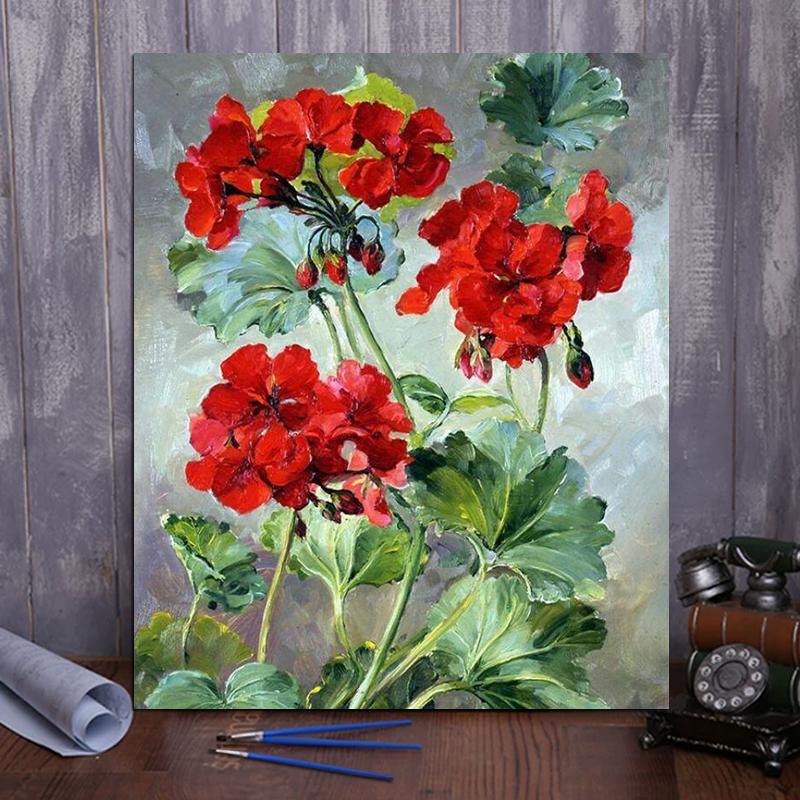 VIVA™ DIY Painting By Numbers -Rose Geranium  (16"x20" / 40x50cm)