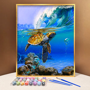 Dive into the Ocean's Wonders with VIVA™ DIY Painting By Numbers - Sea Turtle (16"x20" / 40x50cm), A Soothing and Inspiring Art Journey