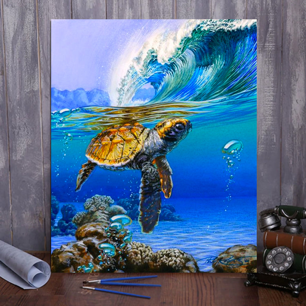 Dive into the Ocean's Wonders with VIVA™ DIY Painting By Numbers - Sea Turtle (16"x20" / 40x50cm), A Soothing and Inspiring Art Journey