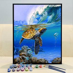 Dive into the Ocean's Wonders with VIVA™ DIY Painting By Numbers - Sea Turtle (16"x20" / 40x50cm), A Soothing and Inspiring Art Journey