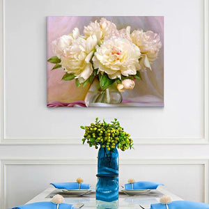 Bring Elegance and Serenity to Your Home with VIVA™ DIY Painting By Numbers - White Peonies (16x20" / 40x50cm), an Artistic and Relaxing Journey