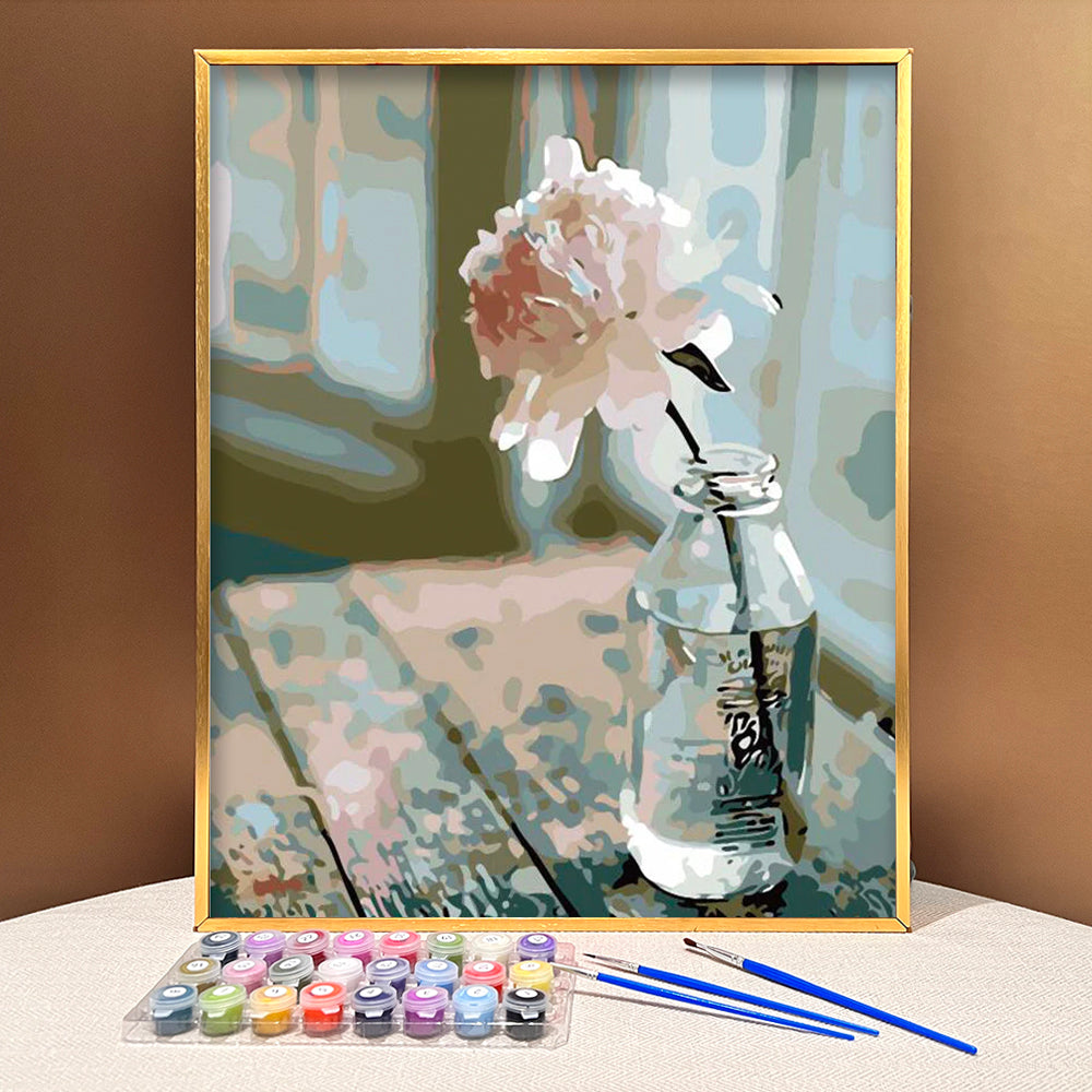 Bring a Touch of Delicate Beauty to Your Home with VIVA™ DIY Painting By Numbers - Flower In A Bottle (16"x20" / 40x50cm), a Relaxing and Intricate Art Experience