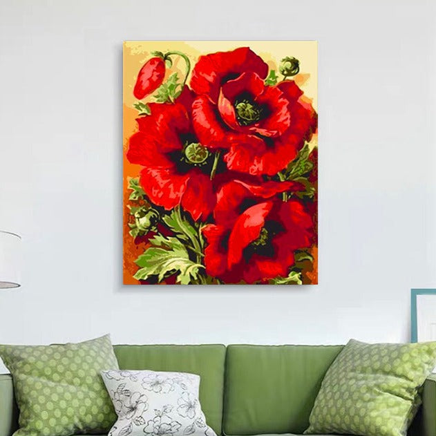 VIVA™ DIY Painting By Numbers - Red Flower (16"x20" / 40x50cm)