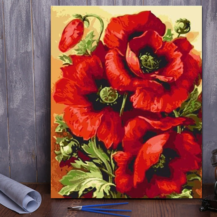 VIVA™ DIY Painting By Numbers - Red Flower (16"x20" / 40x50cm)