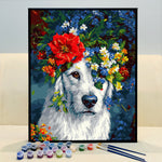 VIVA™ DIY Painting By Numbers - Dog in flowers (16x20" / 40x50cm)