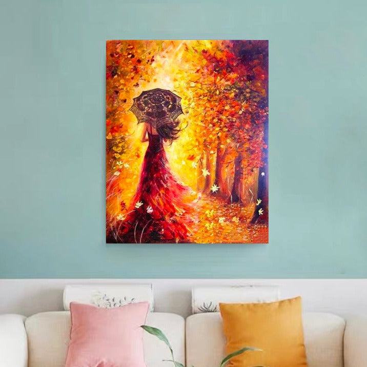 VIVA™ DIY Painting By Numbers - Beautiful Woman Autumn Landscape (16"x20" / 40x50cm)