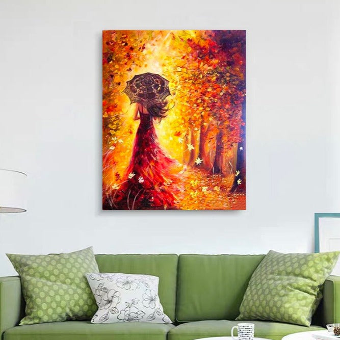 VIVA™ DIY Painting By Numbers - Beautiful Woman Autumn Landscape (16"x20" / 40x50cm)