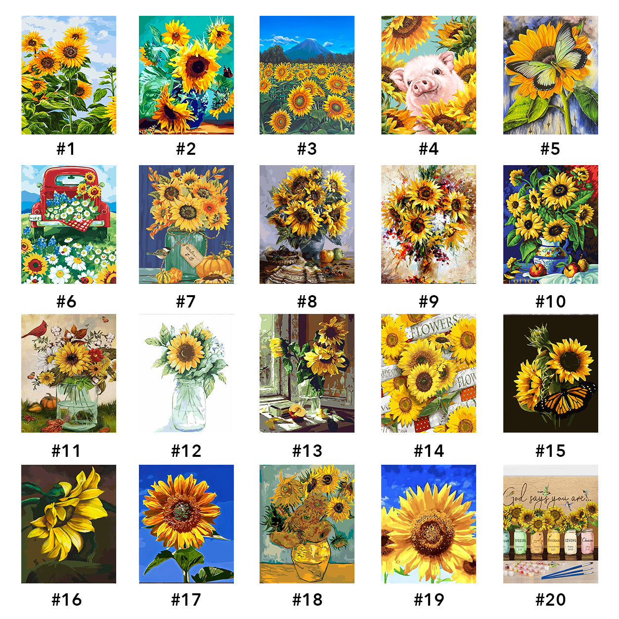 VIVA™ DIY Painting By Numbers -Sunflowers (16"x20" / 40x50cm)