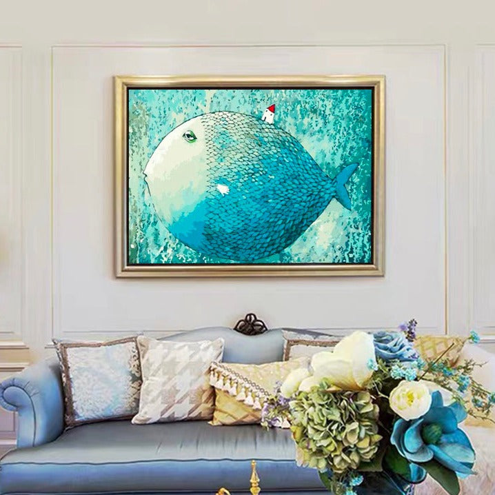 Indulge in Tranquility with VIVA™ DIY Painting By Numbers - Sleepy-Eyed Fish (16x20"/40x50cm), A Soothing and Rejuvenating Art Experience.