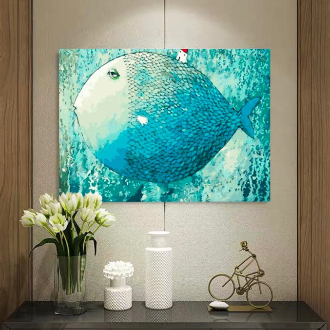 Indulge in Tranquility with VIVA™ DIY Painting By Numbers - Sleepy-Eyed Fish (16x20"/40x50cm), A Soothing and Rejuvenating Art Experience.