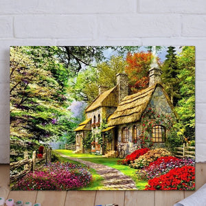 VIVA™ DIY Painting By Numbers - Cabin in the woods (16"x20" / 40x50cm)