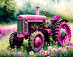 VIVA™ Pink Tractors Collection (EXCLUSIVE) - Wildflower Wheels (16"x20"/40x50cm)