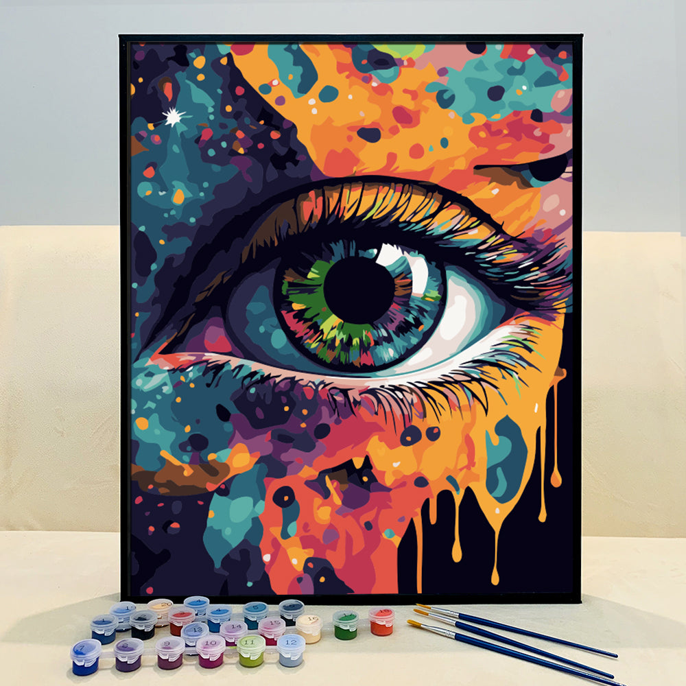 Unwind and De-stress with VIVA™ DIY Painting By Numbers (EXCLUSIVE) - Mystical Colorful Eye (16"x20"/40x50cm)