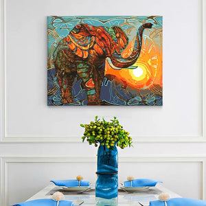 Discover the Tranquility of the Jungle with VIVA™ DIY Painting By Numbers - Herdbound (16"x20" / 40x50cm) Featuring a Majestic Elephant