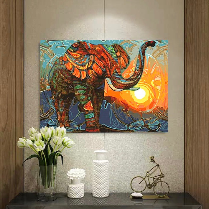 Discover the Tranquility of the Jungle with VIVA™ DIY Painting By Numbers - Herdbound (16"x20" / 40x50cm) Featuring a Majestic Elephant