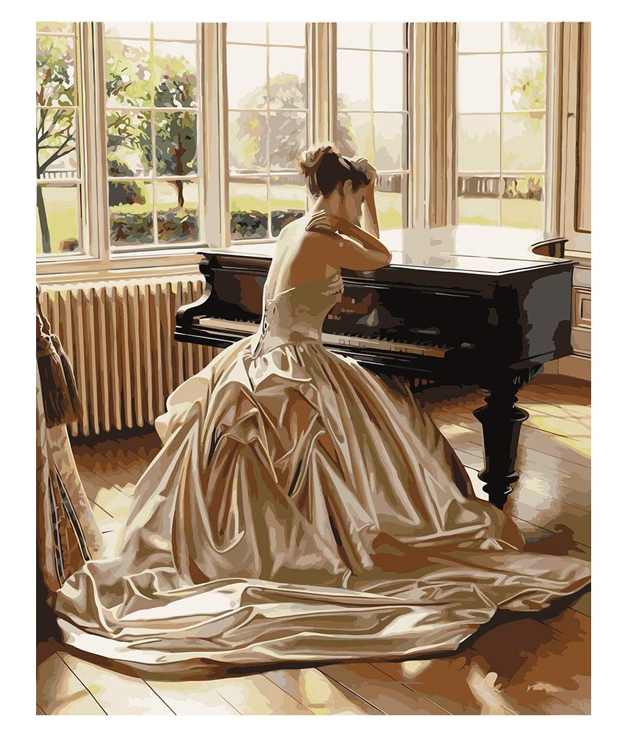 VIVA™ DIY Painting By Numbers -  Elegant Piano Woman (16"x20" / 40x50cm)