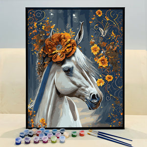 VIVA™ DIY Painting By Numbers - Horse in flowers (16x20" / 40x50cm)