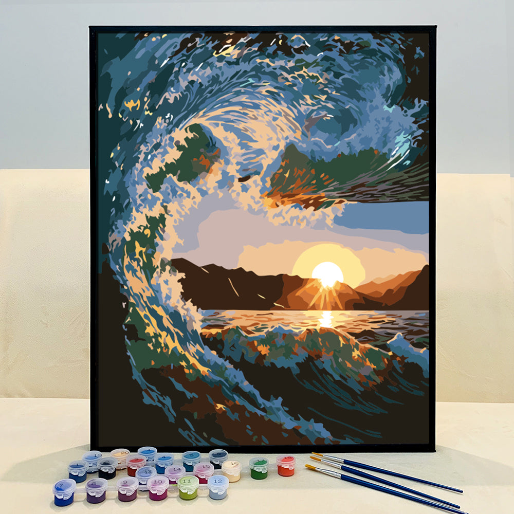 Escape to the Majestic Ocean with VIVA™ DIY Painting By Numbers - Ocean Wave (16"x20" / 40x50cm), a Relaxing and Tranquil Art Experience