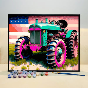 VIVA™ Pink Tractors Collection (EXCLUSIVE) - American Flag (16"x20"/40x50cm)