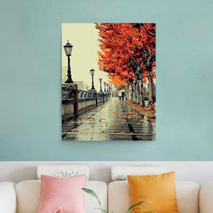 VIVA™ DIY Painting By Numbers - Autumn Street (16"x20" / 40x50cm)