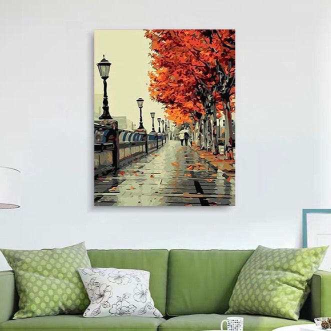 VIVA™ DIY Painting By Numbers - Autumn Street (16"x20" / 40x50cm)