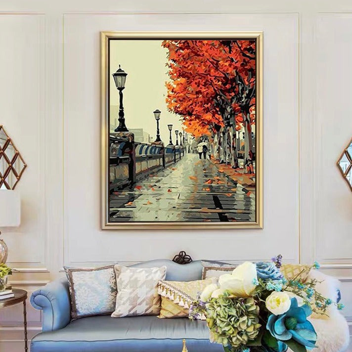 VIVA™ DIY Painting By Numbers - Autumn Street (16"x20" / 40x50cm)