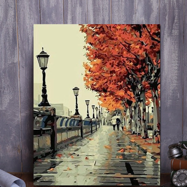 VIVA™ DIY Painting By Numbers - Autumn Street (16"x20" / 40x50cm)