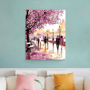 VIVA™ DIY Painting By Numbers -  Cherry Blossoms Road (16"x20" / 40x50cm)