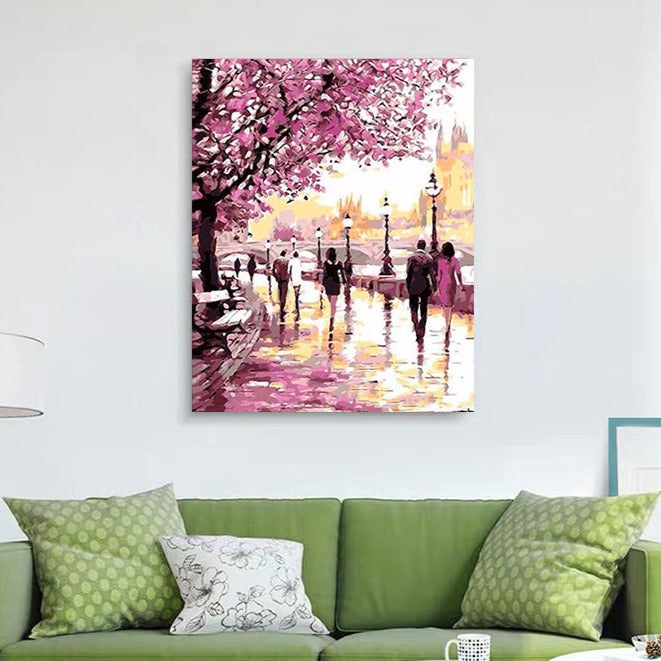 VIVA™ DIY Painting By Numbers -  Cherry Blossoms Road (16"x20" / 40x50cm)