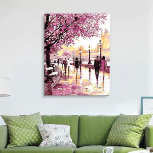 VIVA™ DIY Painting By Numbers -  Cherry Blossoms Road (16"x20" / 40x50cm)