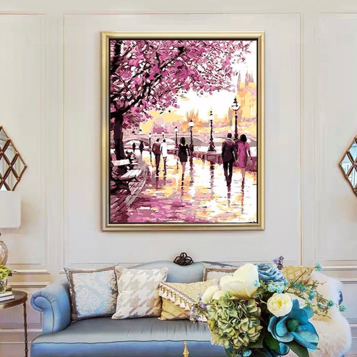 VIVA™ DIY Painting By Numbers -  Cherry Blossoms Road (16"x20" / 40x50cm)